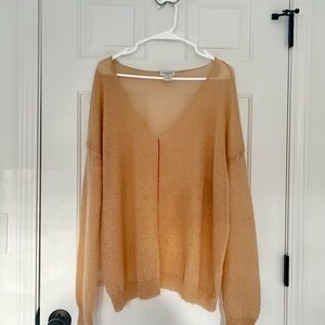 Dries Van Noten Light Tan V-Neck Sweater